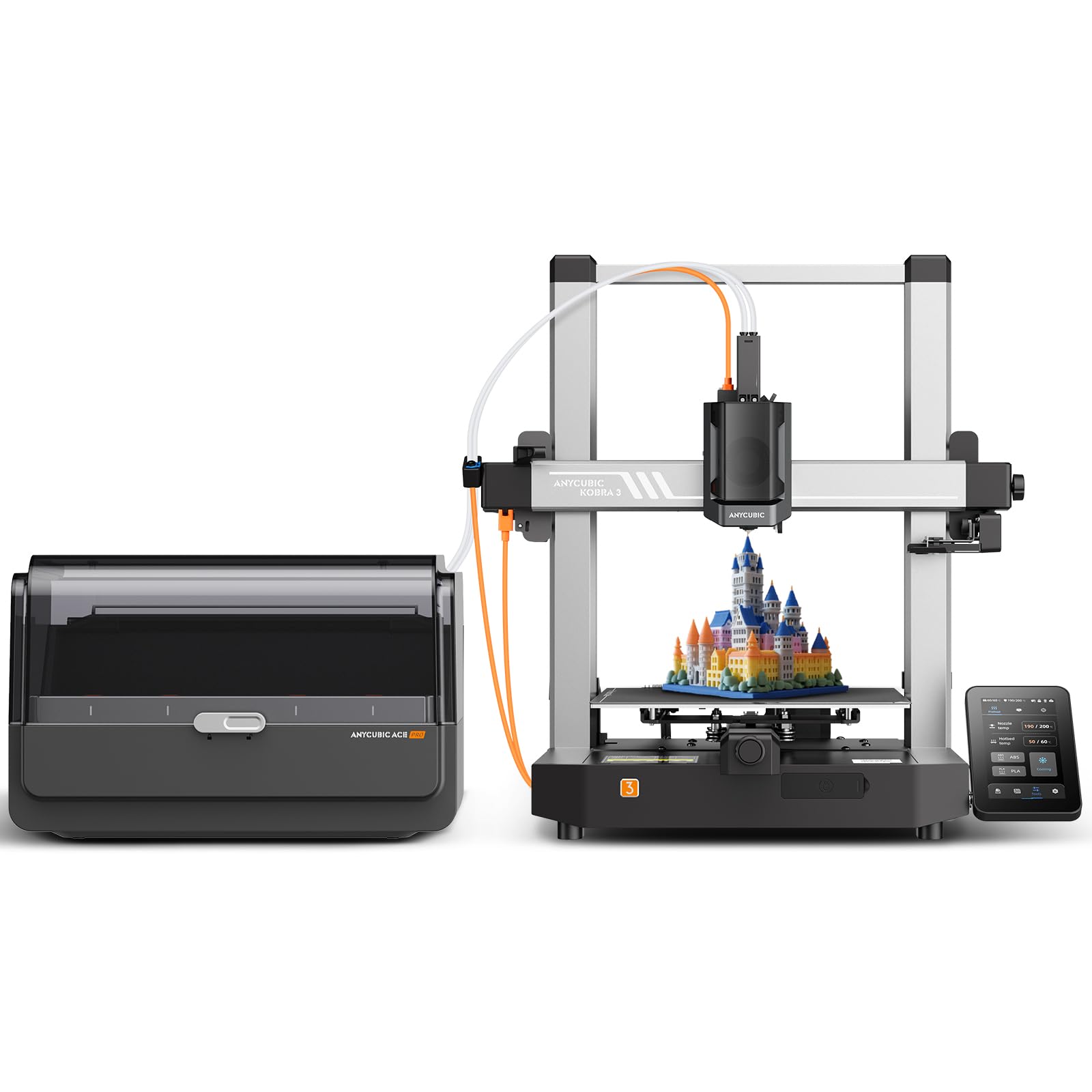 Anycubic Kobra 3 Combo 3D Printer, Multi-Color 3D Printer 4 Colors, Max 600mm/s Print Speed with ACE Pro Sealed Storage Keep Filament Dry, Print Smooth Ideal for All Skill Levels 9.8"x9.8"x10 - WoodArtSupply