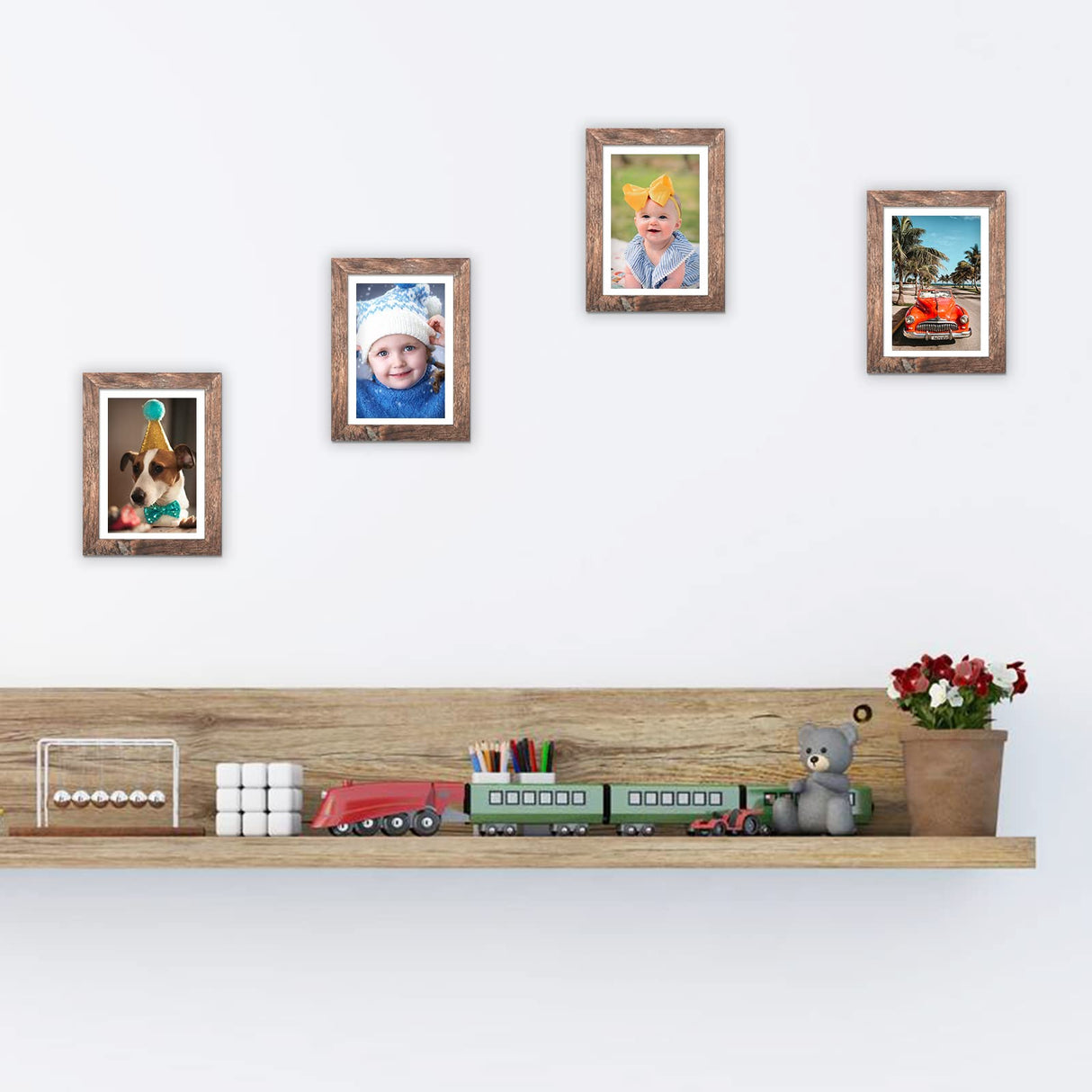 TOFOREVO Picture Frames 5x7 Set of 2 Rustic Wood Grain Photo Frame for Gallery Wall Mounting or Tabletop Display TOFOREVO