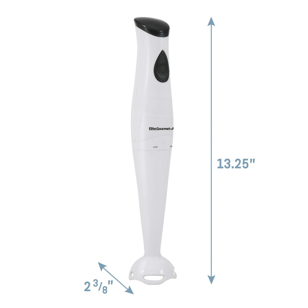 Elite Gourmet EHB-2425X Electric Immersion Hand Blender Stick, Mixer, Chopper, 1-Touch Control Multi Purpose, 150 Watts, For Soups, Sauces, Baby Food, White Elite Gourmet