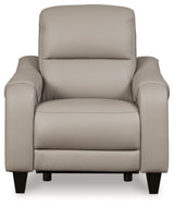 Signature Design by Ashley Mercomatic Contemporary Leather Match Wall Hugger Power Recliner with Adjustable Headrest and USB Ports, Light Gray Signature Design by Ashley