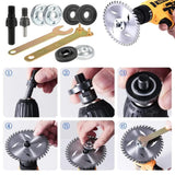 Eyech Drill Angle Grinder Adapter, 6mm &10mm Arbor Mandrel Adaptor with 2 Spanner Wrench and 3 Set Flange Nut Parts Set, Electric Drill Conversion Angle Grinder Connecting Rod Kit Eyech