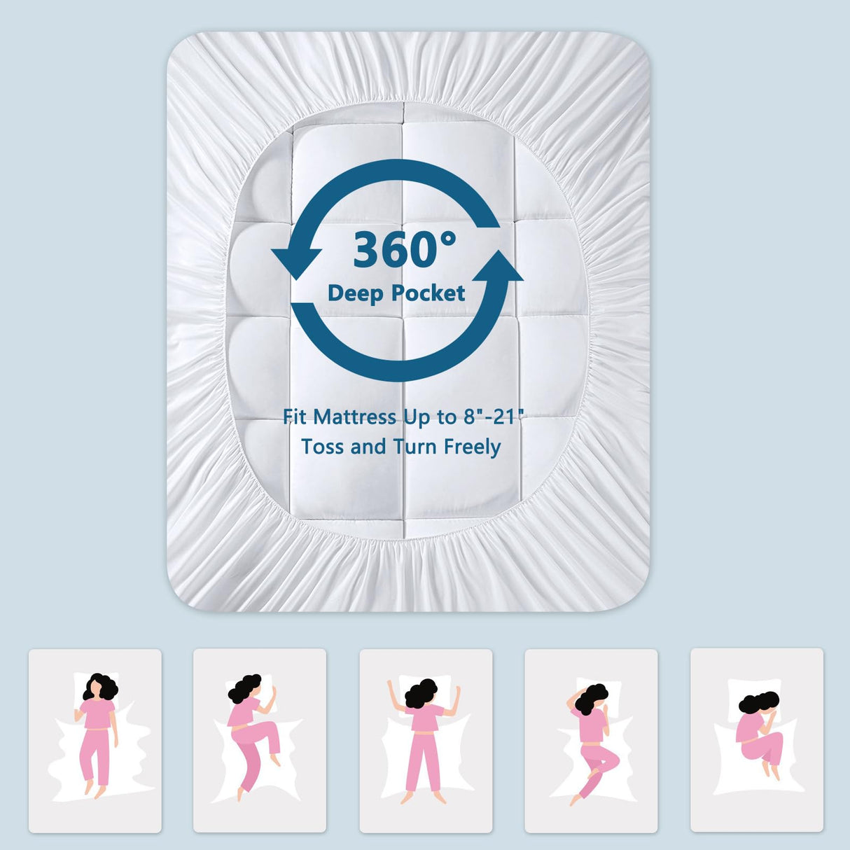 KELTARO Mattress Topper Full Size,Viscose Made from Bamboo Extra Thick Mattress Pad 8-21" Deep Pocket Soft Down Alternative Fill Mattress Protector Pillow Top Mattress Cover(54x75 Inches) KELTARO