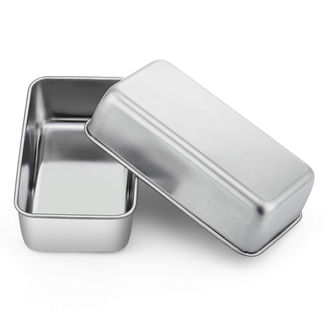 P&P CHEF Loaf Pan Set of 2, 9-inch Bread Pans, Stainless Steel Loaf Toast Baking Pans For Bread Meatloaf Lasagna Cake, Healthy & Non Toxic,Deep Side & Smooth Roll, Oven & Dishwasher Safe P&P CHEF