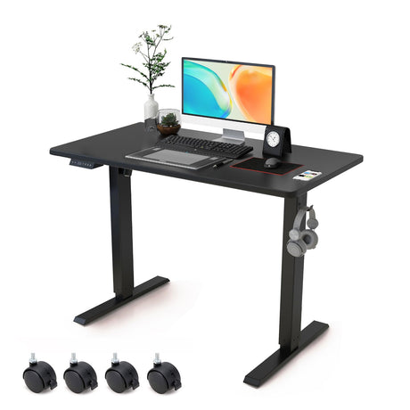 Win Up Time Electric Standing Desk Whole Piece Desktop Height Adjustable Desk- Standing Computer Desk, Sit Stand Desk Frame & Top, Electric Stand Up Desk on Wheels Win Up Time