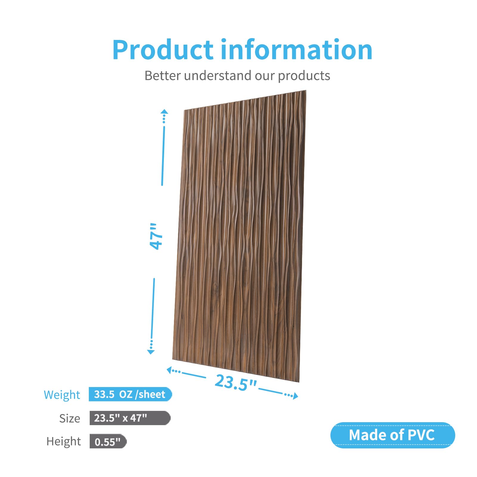 Art3d Walnut Large PVC 3D Wall Panels for Interior Wall Décor, Drop Ceiling Tile 2x4, 3D Textured Wavy Wall Panels Decorative, Pack of 6 Tiles(47.2"×23.6") - WoodArtSupply