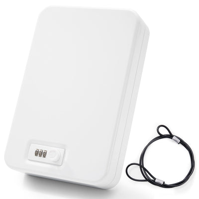 Sgorlds Gun Safe for Pistol, Portable Handgun Lock Box with Combination Lock, Pistol Safe for Car, Home, Travel, 11.5" x7.5" x2.5", White