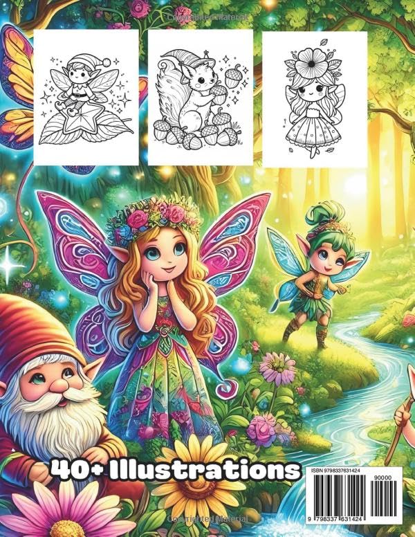 Magical Fairy Forest Coloring Book: Enchanting Fairies, Elves, and Mystical Woodland Creatures: 40 Charming Illustrations for All Ages | Perfect for Relaxation and Creativity