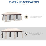 Outsunny 10' x 20' Patio Gazebo, Outdoor Gazebo Canopy Shelter with Netting, Vented Roof, Steel Frame for Garden, Lawn, Backyard, and Deck, Beige Outsunny