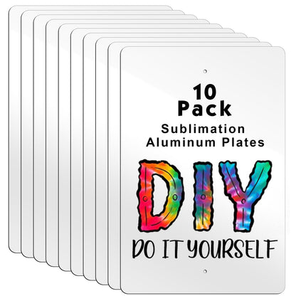 Hicarer 10 Pieces White Metal Signs Blank Sublimation Aluminum Plates Blanks 12 x 18 Inches Custom Parking Sign for Crafts Yard Garden Outdoors