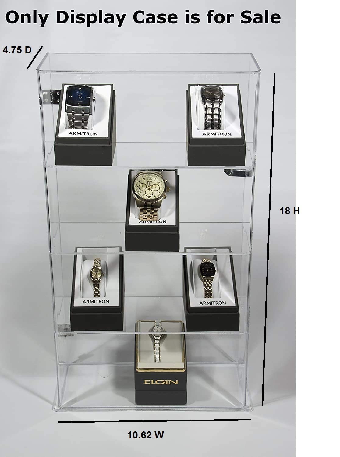 4 Tier Transparent Acrylic Display Case with Lock,Clear Show Case for Collectible, Vertical Curio,See-Through Locking Cabinet,Dustproof Protection 10.25 x 4.25 x 18.25 Inches Display case