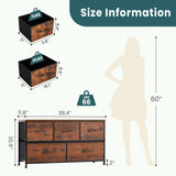 NEWBULIG Dresser for Bedroom, Brown Dresser and TV Stand with 5 Storage Drawers, Dressers & Chests of Drawers with Fabric Bins, Sturdy Metal Frame, Wood Tabletop for Closet, Clothes Organizer NEWBULIG