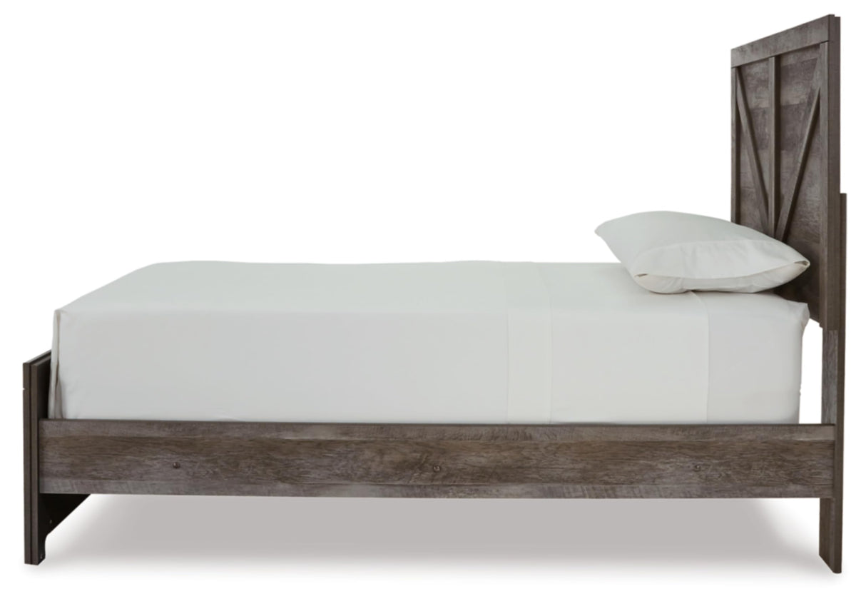 Signature Design by Ashley Wynnlow Rustic Twin Crossbuck Panel Bed with Metal Slats, Foundation or Box Spring Needed, Gray Signature Design by Ashley
