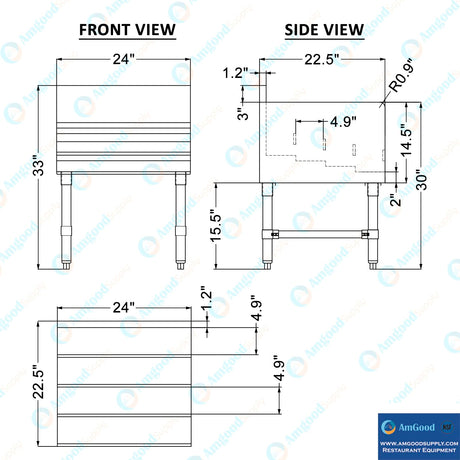 AmGood 22.5 in. x 24 in. x 33 in. Stainless Steel Four-Tier Liquor Display Rack AmGood