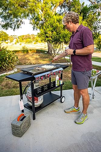 Gas One Flat Top Grill with 4 Burners – Premium Propane Grill with Outdoor Grill Cart – Stainless Steel Auto Ignition Camping Grill Outdoor Griddle – Easy Cleaning Grills Outdoor Cooking Propane