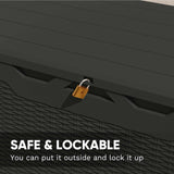 Patiowell 100 Gallon Resin Deck Box, Waterproof Large Outdoor Storage Box with Padlock for Patio Furniture, Toys and Garden Tools, Black Patiowell