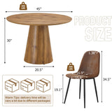BAOPIN Round Dining Table Set for 6, 45''Round Wooden Dining Set with Cushioned Chairs, Round Table and Chair Set for Kitchen and Living Room (Wood Table+Style 1 Brown Chairs, 45'' Table+6 Chairs) BAOPIN