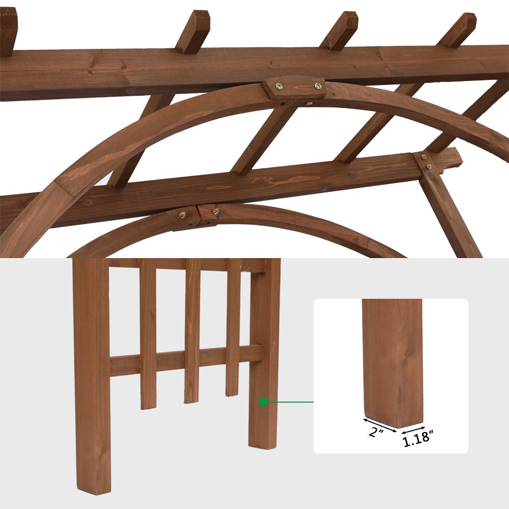 Saynwish 85" Solid Wood Garden Arch Trellis for Climbing Plants - Rustproof Wooden Arbor with Flat Top for Weddings, Parties & Outdoor Decor (Brown) Saynwish