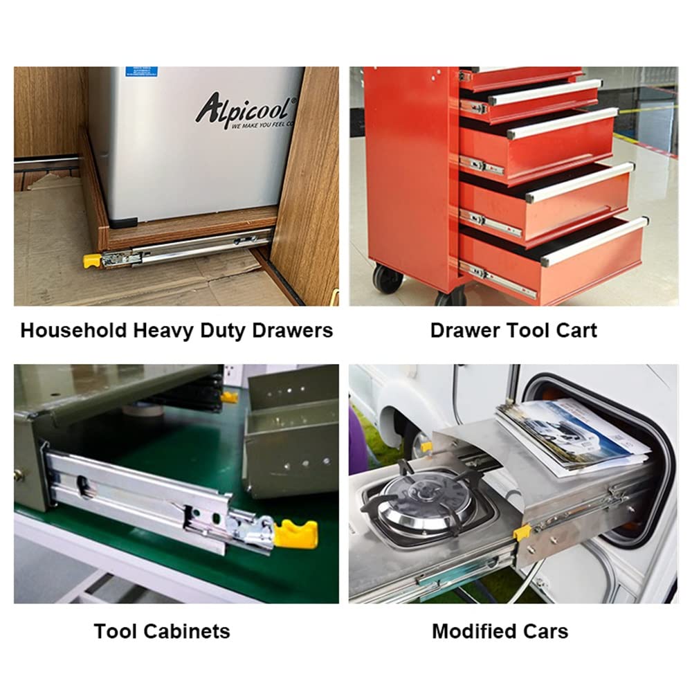 2pcs Heavy Duty Locking Drawer Slide, Steel Metal Full Extension Drawer Slides Side Mount 40" 48" 56" 64" 72" 80", 400 Lb Load Capacity, for Retrofitting Motorhomes/Roll Out Shelves (Size : 64in(160c Generic