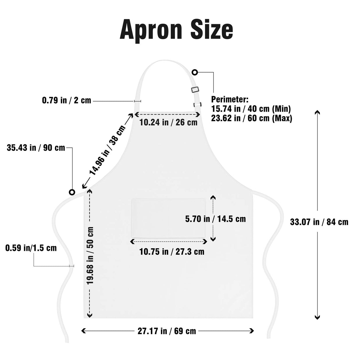 Xornis 2 Pack Bib Aprons with 2 Pockets Kitchen Apron Cooking Chef, White Xornis