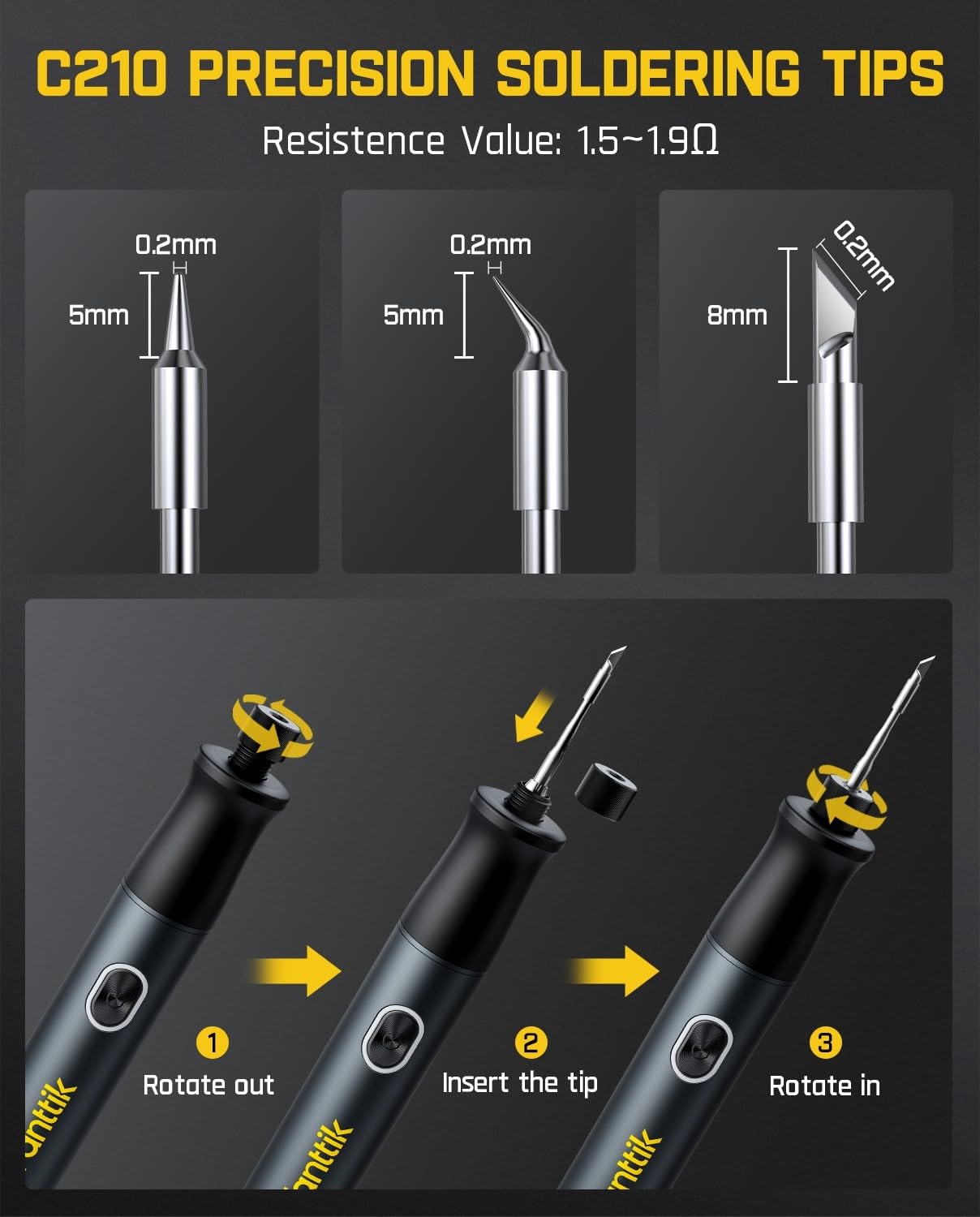 Fanttik T1 Max Soldering Iron Kit, Cordless Soldering Iron, 7 Seconds Fast Heating(390°F-840℉), Auto Sleep, 4 Precision Soldering Tips(C210), 360° Swivel Stand, Soldering Iron for Precision Repair Fanttik