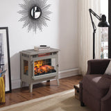 duraflame Freestanding Electric Fireplace Stove Heater with 3D Flame Effect for 1,000 Sq. Ft. Room, French Gray Duraflame