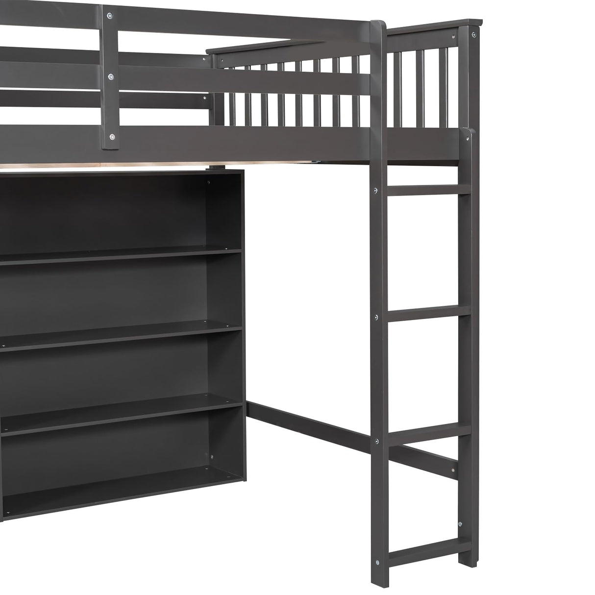 Solid Wood Full Size Loft Bed with 8 Storage Shelves and Safety Guardrails by XD Designs XD Designs