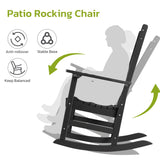 FOOWIN Patio Rocking Chairs,HDPE High Back Porch Rocker,All Weather Resistant Poly Lumber Outdoor Porch Rocker, Rocking Chairs for Outdoor, Indoor, Patio, Deck, Garden (Set of 2, Black) FOOWIN