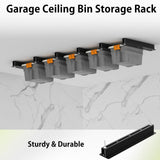 Fengone Heavy Duty Ceiling Storage Rack,Overhead Garage Storage Rack,Powder Coated Tote Storage Racks for Garages, Sheds, Storerooms (6 PCS, for 5 Bins) Fengone