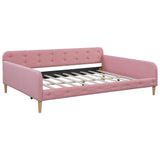 Bellemave Queen Upholstered Daybed with 4 Support Legs, Corner Bed, Upholstered Bedframe for Kids,Teens,Adults, Pink (Linen) Bellemave