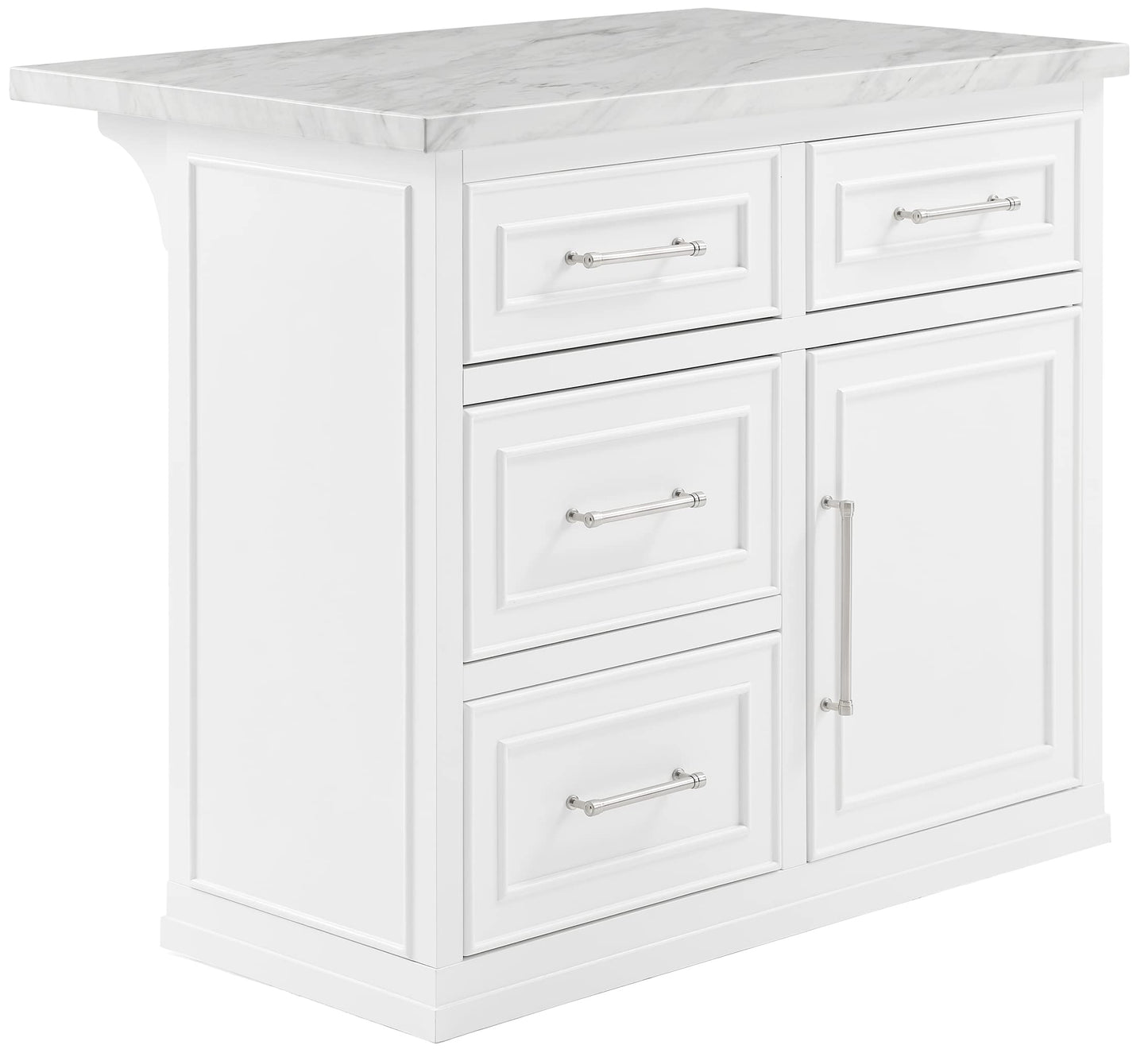 Crosley Furniture Cutler Kitchen Island with Faux Marble Top, White