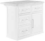 Crosley Furniture Cutler Faux Marble Top Kitchen Island with Storage, Breakfast Bar, Microwave Stand, White Crosley Furniture