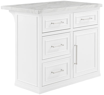 Crosley Furniture Cutler Kitchen Island with Faux Marble Top, White