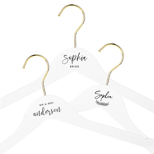 Andaz Press Personalized Bridal Hangers, Premium White Wooden Hangers for Wedding Dress, Bridesmaid Dresses, Bridal Party, Custom Name Wedding Gift, - WoodArtSupply