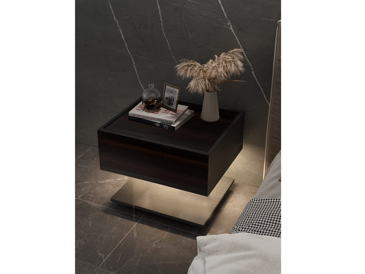 Lizipai Floating Nightstand Wall Mounted, Concealment Furniture,Night Stand with Drawer, Hanging Bedside Table （Night Falls Black-Left-Big） Lizipai