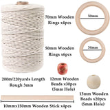 ZXCDINO 87pcs Macrame Kits for Beginners 3mm x 220yards Natural Cotton Macrame Cord Wall Hanging Kit, Macrame Supplies Best for Macrame Plant Hanger with Wooden Beads,Wooden Rings ZXCDINO