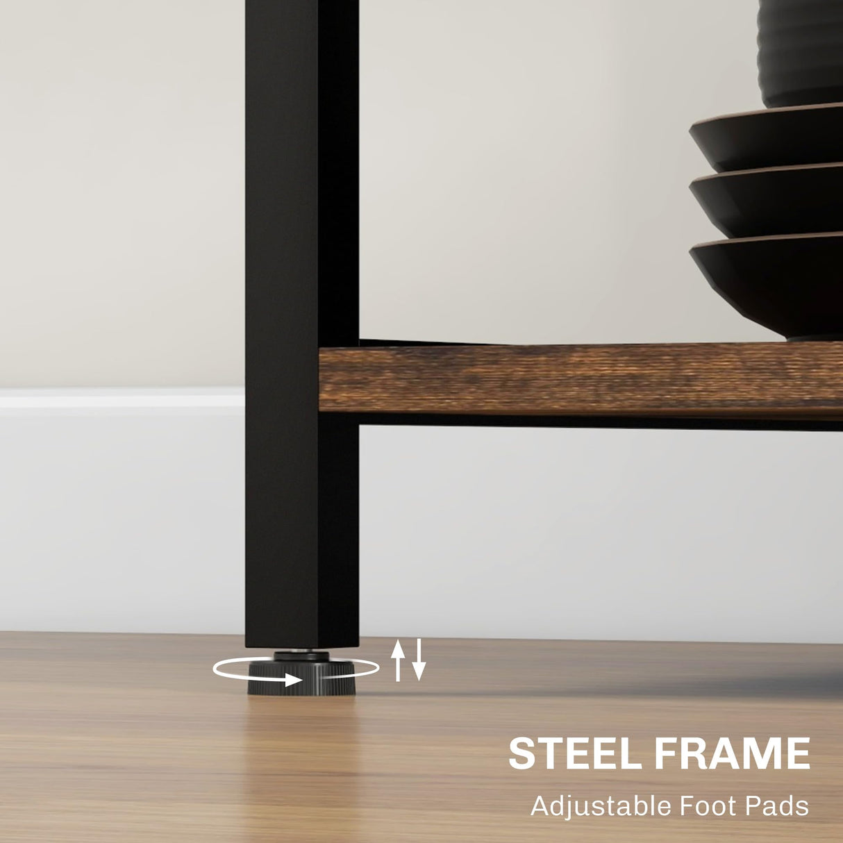 HOMCOM Bakers Racks with Power Outlet and LED Lights, Coffee Bar Table for Kitchens with Storage, Microwave Stand with Glass Holders, Kitchen Storage Shelf Rack with Multiple Shelves, Rustic Brown HOMCOM