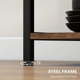 HOMCOM Bakers Racks with Power Outlet and LED Lights, Coffee Bar Table for Kitchens with Storage, Microwave Stand with Glass Holders, Kitchen Storage Shelf Rack with Multiple Shelves, Rustic Brown HOMCOM