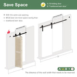 ROYMELO Preassembled Bifold Barn Door 30 x 84 Inch (Double 15 x 84 Inch), Louver Sliding Closet Wood Bi-Folding Barn Doors with 34 Inch Top Mount Hardware Track Kit, Save Space ROYMELO