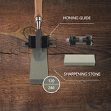 HODYANN 8 Pieces Wood Chisel Tool Sets, 11.4in Woodworking Carving Chisel Kit with Honing Guide, Sharpening Stone and Wooden Case HODYANN