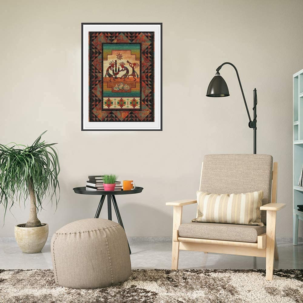 DVWIVGY 5D Diamond Painting Kits Native American Diamond Art for Adults Kids, Full Round Drill Paint by Numbers Arts Pictures for Home Wall Decor Gifts 12 x 16 inch DVWIVGY