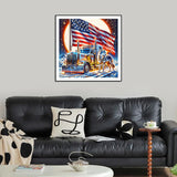 AMORARS 5D Diamond Painting Kit for Adults, American Flag Truck Diamond Art Beginners -Wolf Round Full Diamond Dot Gem Art Paintings, Suitable Gifts, and Home Decoration Crafts, 12x12Inch AMORARS