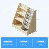 HedoAjim 4 Tier Kids Wooden Bookshelf,Five Layer Sling Children Bookcase,Baby Storage Book Rack,Book and Toy Organizer Cabinet Chest,Book Display Shelf,Playroom Nursery Classroom Library HedoAjim