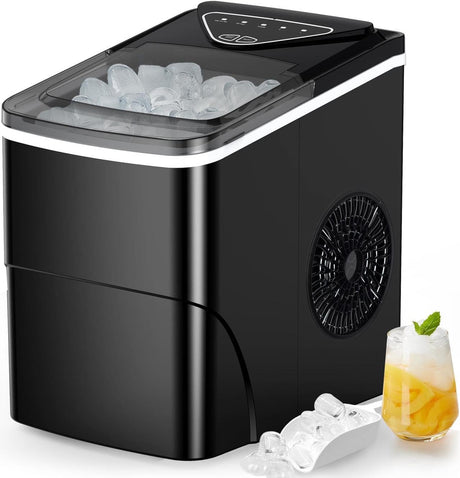 Silonn Countertop Ice Maker Machine - Auto-Cleaning Portable Ice Maker, 26lbs in 24Hrs, 2 Sizes of Bullet Ice for Home Kitchen Office Bar Party, Black Silonn