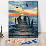 TUMOVO Paint by Numbers for Adults Beginner, Seaside Sunset with Birds Acrylic Easy Paint by Numbers Kits Craft Kits for Adults Suitable for Home Wall Decoration Frameless 16x20 Inch TUMOVO