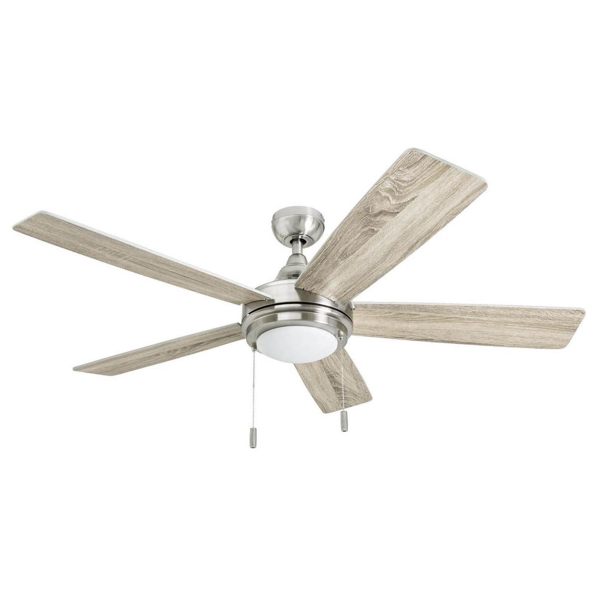 Honeywell Ceiling Fans Ventnor, 52 Inch Modern Farmhouse Indoor LED Ceiling Fan with Light, Pull Chain, Three Mounting Options, Dual Finish Blades, Reversible Motor - 50606-01 (Brushed Nickel) Honeywell