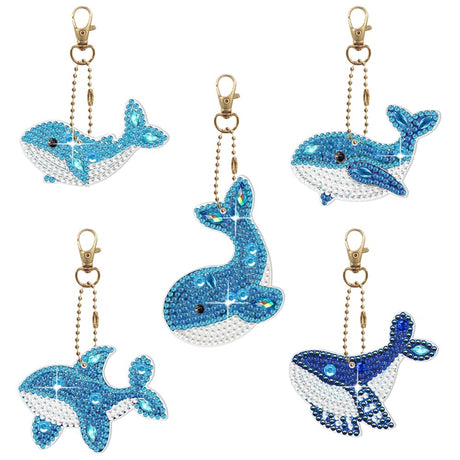 JBTM24 Diamond Painting Keychains Kits, Double Sided Diamond Art Keyrings for Adults, DIY Art Key Rings Ornaments Kits (Whale) JBTM24