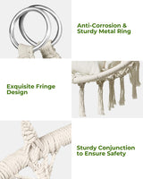 Greenstell Hammock Chair, Macrame Swing Chair with Comfy Cushion, Boho Hanging Chair for Outdoor & Indoor, Perfect for Bedroom, Patio, Balcony, Hold up to 330Lbs, Beige GREENSTELL