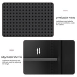 Ustamio Black Metal Storage Cabinet, Metal Locker Storage Cabinet with Doors and Shelves, 3 Tier Steel Office Storage Cabinet, Metal Sideboard for Home, Office, Kitchen and Coffee Bar Ustamio