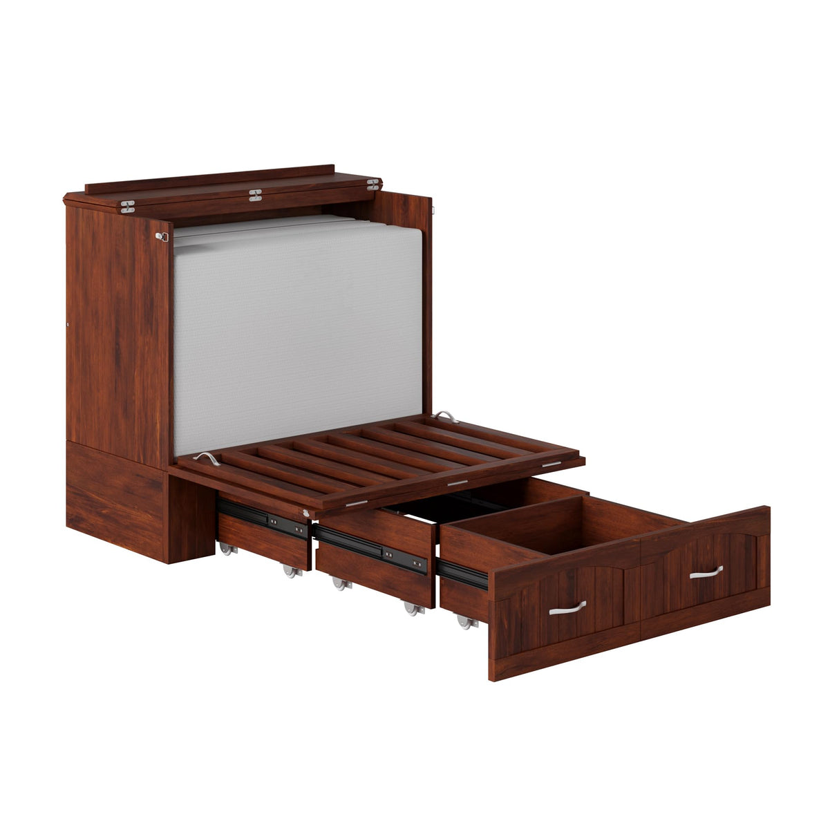 AFI, Southampton Murphy Bed Chest Twin XL with 6" Mattress, Storage Drawer & Built-in USB Charger, Walnut AFI