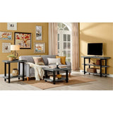 Pomona 27 in. Metal and Solid Wood Square Coffee Table, Slate Gray: Solid Wood & Metal Industrial Square Coffee Table w/ Slate Gray Finish - Solid Pine Wood Tabletop & Shelf Alaterre Furniture